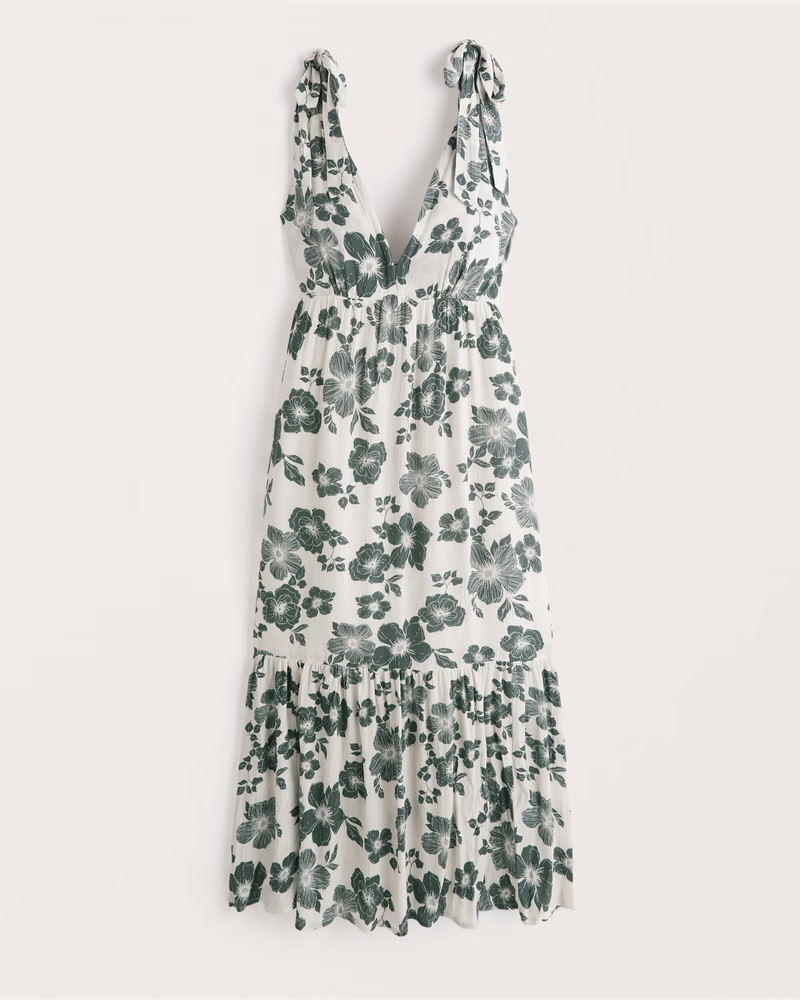 Women's Tie-Strap Babydoll Midaxi Dress | Women's Dresses & Jumpsuits | Abercrombie.com | Abercrombie & Fitch (US)