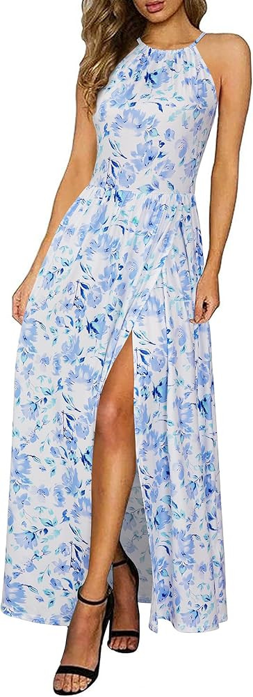 KILIG Women's Summer Floral Beach Flowy Split Maxi Long Dresses | Amazon (US)