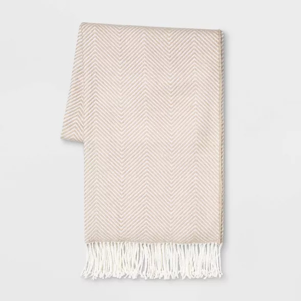 50"x60" Woven Herringbone Throw Blanket with Fringes - Threshold™ | Target