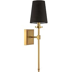 Kira Home Torche 20" Modern Wall Sconce/Wall Light + Black Linen Shade, Warm Brass Finish | Amazon (US)