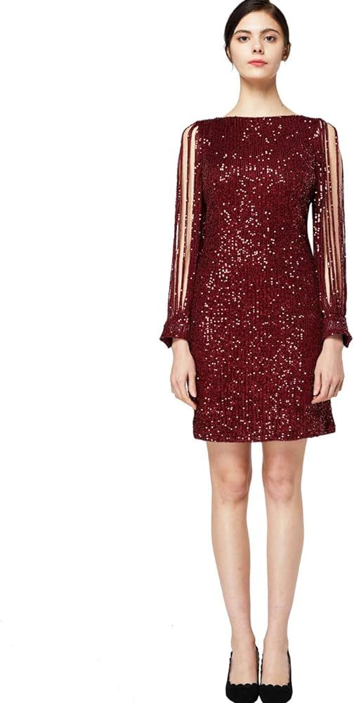 MISSCHEN Women's Elegant Sequin Glitter Bodycon Stretchy Tassel Sleeve Cocktail Party Dress | Amazon (US)