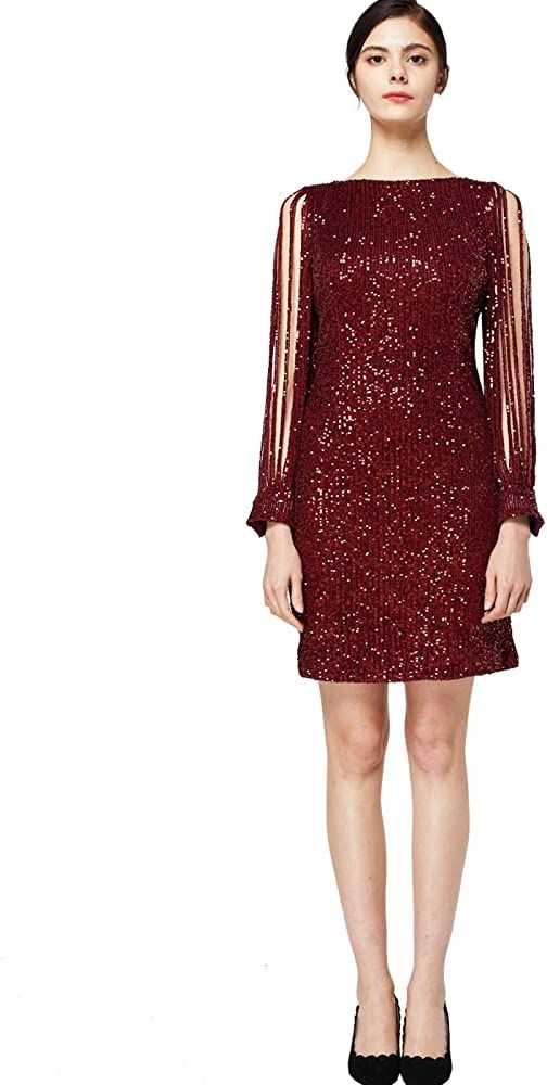 MISSCHEN Women's Elegant Sequin Glitter Bodycon Stretchy Tassel Sleeve Cocktail Party Dress | Amazon (US)