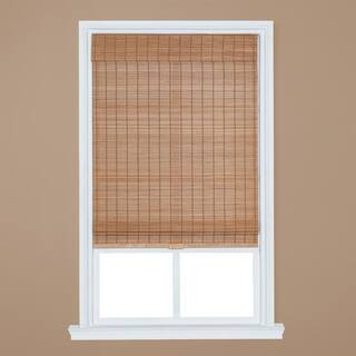 Light Oak Cordless Bamboo Roman Shade 36 in. W x 64 in. L | The Home Depot