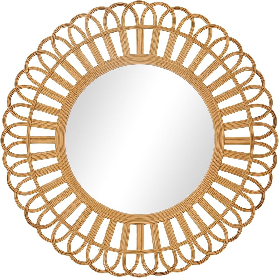 Deco 79 Rattan Starburst Handmade Room Wall Mirror Entryway Mirror, Wall Mounted Mirror 35" x 1" ... | Amazon (US)