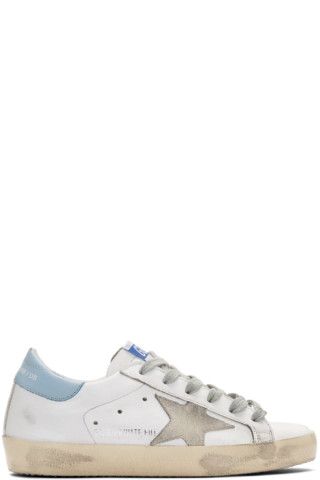 SSENSE Exclusive White & Blue Superstar Sneakers | SSENSE 