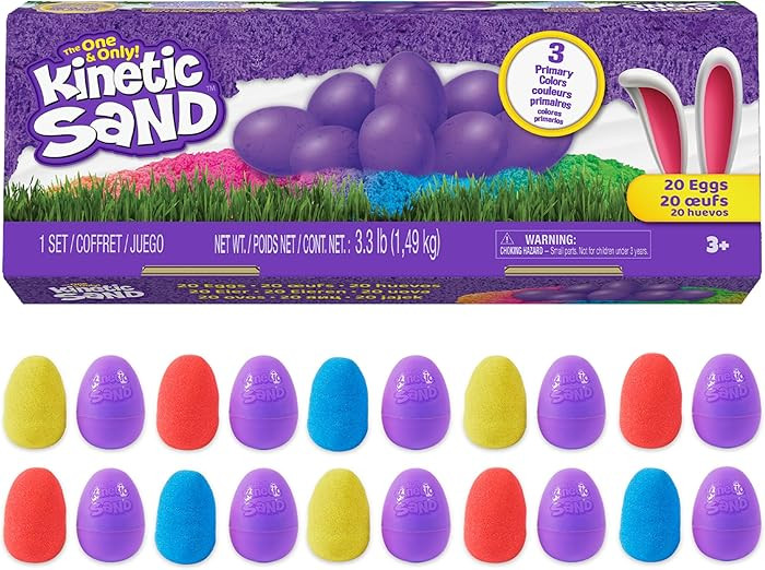 Kinetic Sand, 20-Pack Eggs, Easter Basket Stuffers, Includes 3.3lbs (3 Colors) Moldable Play Sand... | Amazon (US)