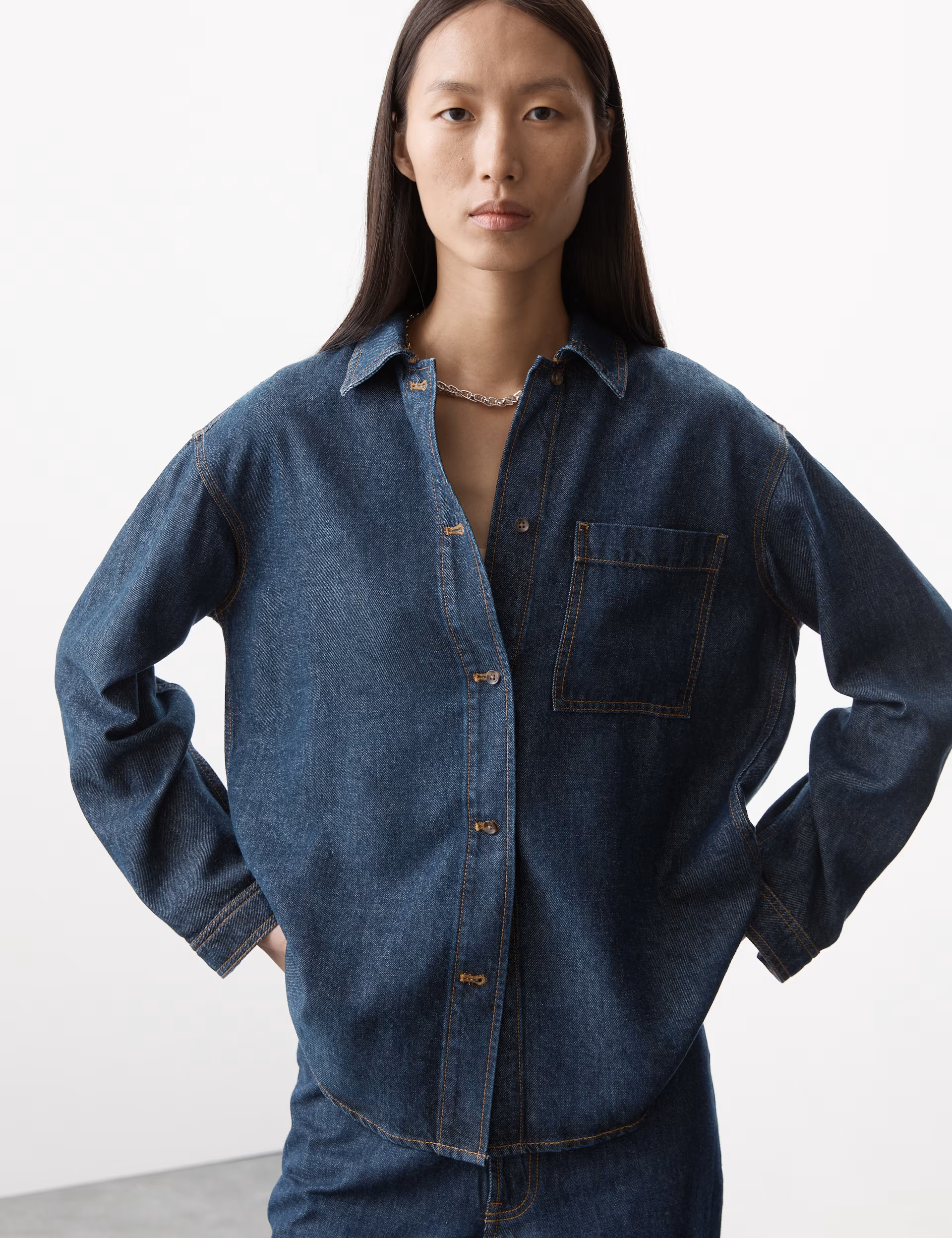 Pure Lyocell™ Denim Relaxed Shirt | Marks & Spencer (UK)