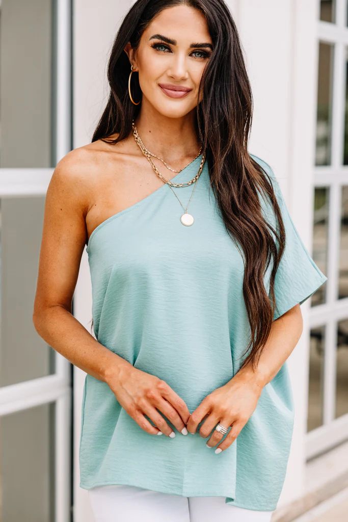 Go With You Seafoam Green One Shoulder Top | The Mint Julep Boutique