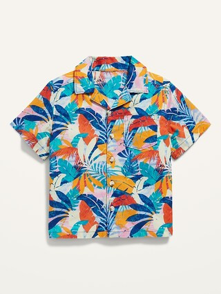 Short-Sleeve Printed Poplin Camp Shirt for Toddler Boys | Old Navy (US)