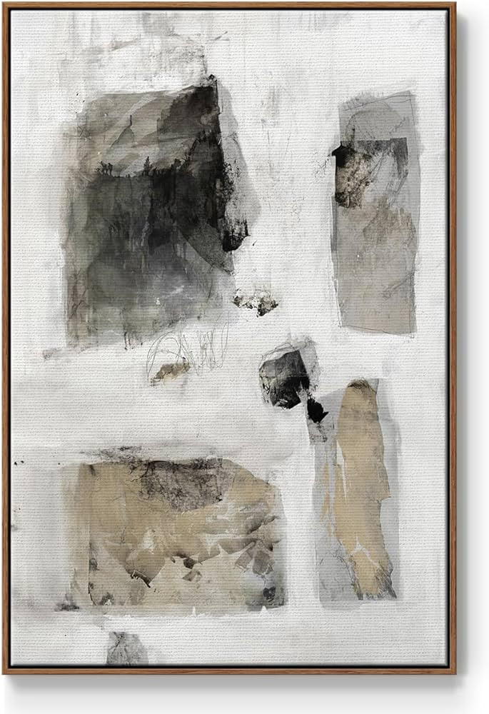 Renditions Gallery Canvas Home Decor Paintings Rustic Stone Wall Patterns Abstract Walnut Floater... | Amazon (US)