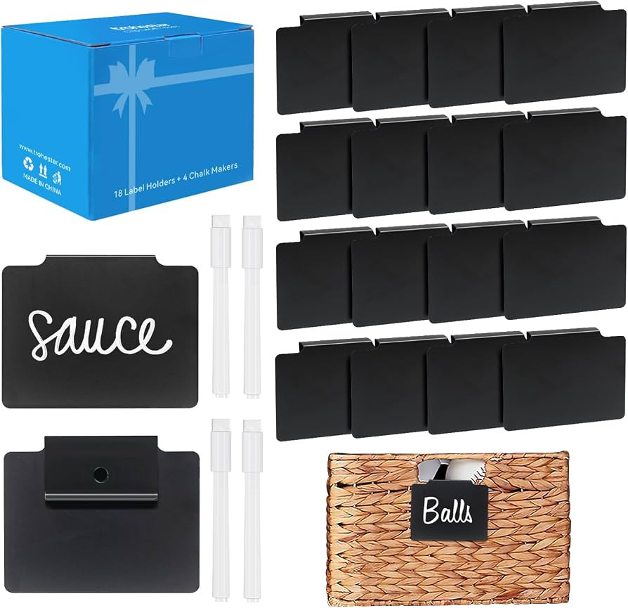 Metal Basket Bin Label Clip (Black, 18 Metal Label Clip) | Amazon (US)
