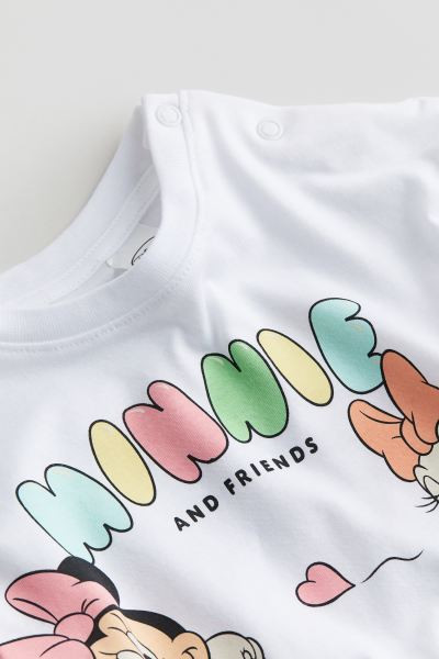 Printed Cotton Jersey T-shirt - White/Minnie Mouse - Kids | H&M US | H&M (US + CA)