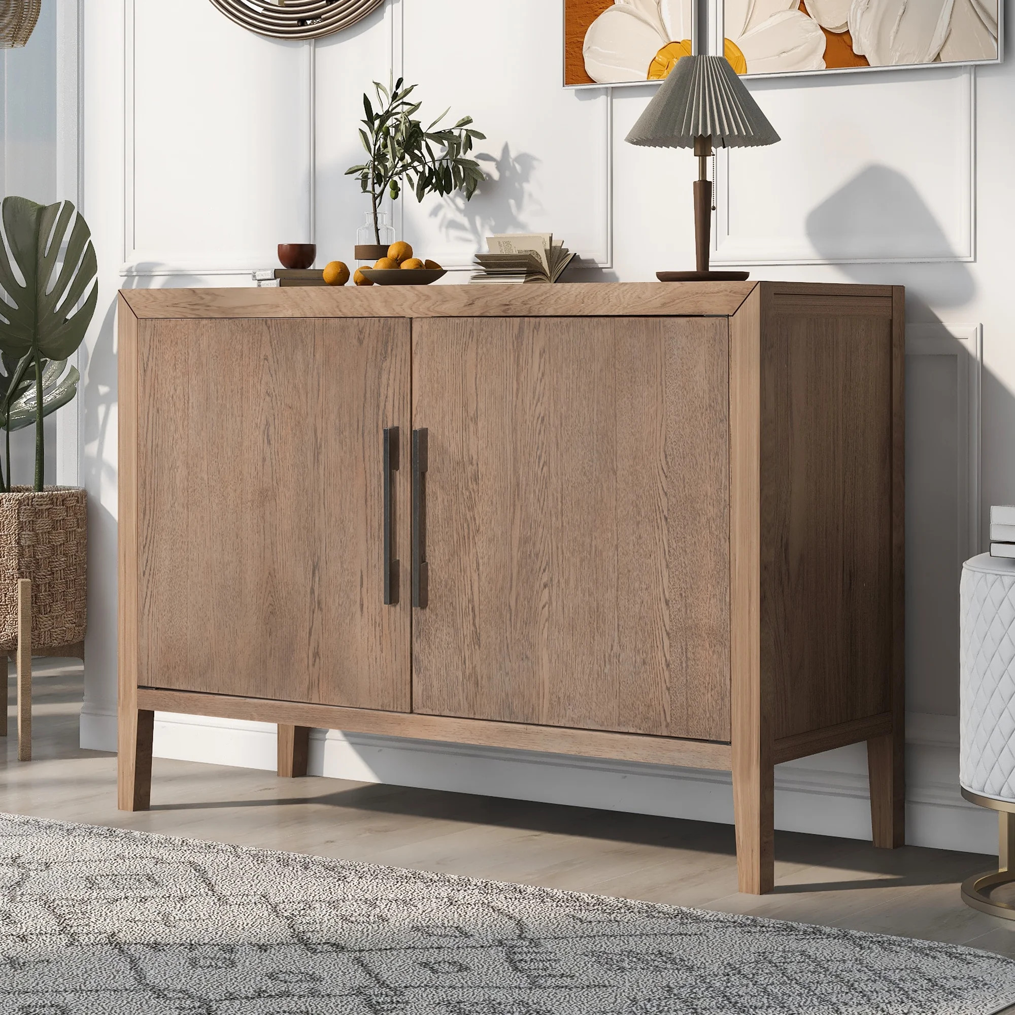 Accent Cabinet with 2 Doors, Modern Console Table, Wooden Buffet Sideboard with Adjustable Shelve... | Walmart (US)