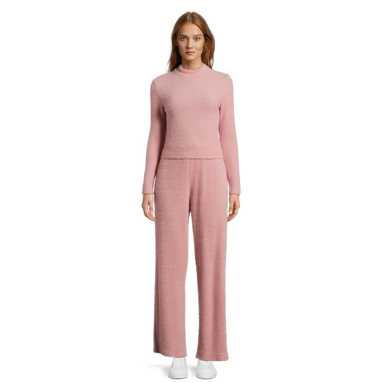 No Boundaries Juniors Mock Neck Top and Pants Set, 2-Piece, Sizes XS-3XL | Walmart (US)