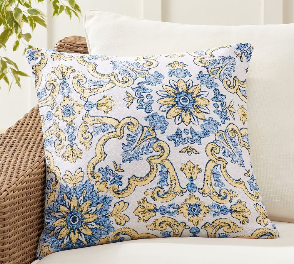 Sunbrella® Kyler Tile Medallion Outdoor Pillow | Pottery Barn (US)