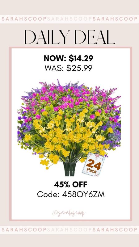 Add a pop of color and a touch of elegance to your space with these artificial flowers and fake shrubs! Now at 45% off using code: 458QY6ZM💐 #Amazon #AmazonDeals #deals #sale #flowers #home #fakeflowers

#LTKsalealert #LTKfindsunder50 #LTKhome