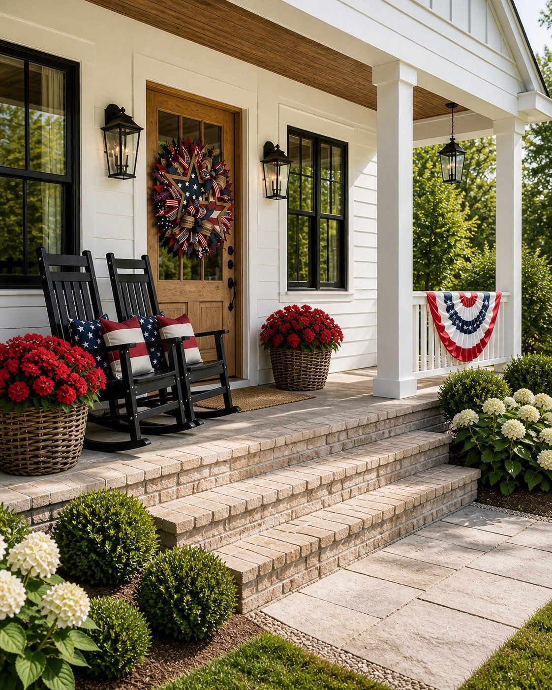 Amazon Patriotic Front Porch Rocking Chairs + Outdoor Decor Finds

Follow @farmtotablecreations on Instagram for more home styling ideas

Classic black rocking chairs paired with red, white, and blue pillows instantly create a welcoming porch for summer. The layered textures—from the woven planters to the bold wreath—bring in that collected, high-end feel while still keeping things simple and inviting. This is an easy way to refresh your entry for the season without overthinking it—just a few key pieces styled right.

#rockingchairs #outdoorpillows #frontporchdecor #outdoorlighting #planters



#LTKSeasonal #LTKHome #LTKSaleAlert