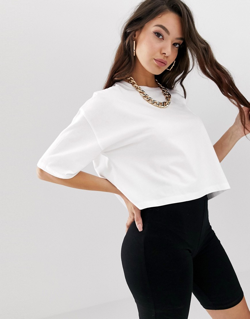 ASOS DESIGN oversized crop t-shirt in white - White | ASOS US