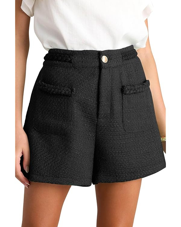 Cicy Bell Womens Tweed Summer Shorts High Waisted Wide Leg Dressy Casual Shorts with Front Pocket... | Amazon (US)