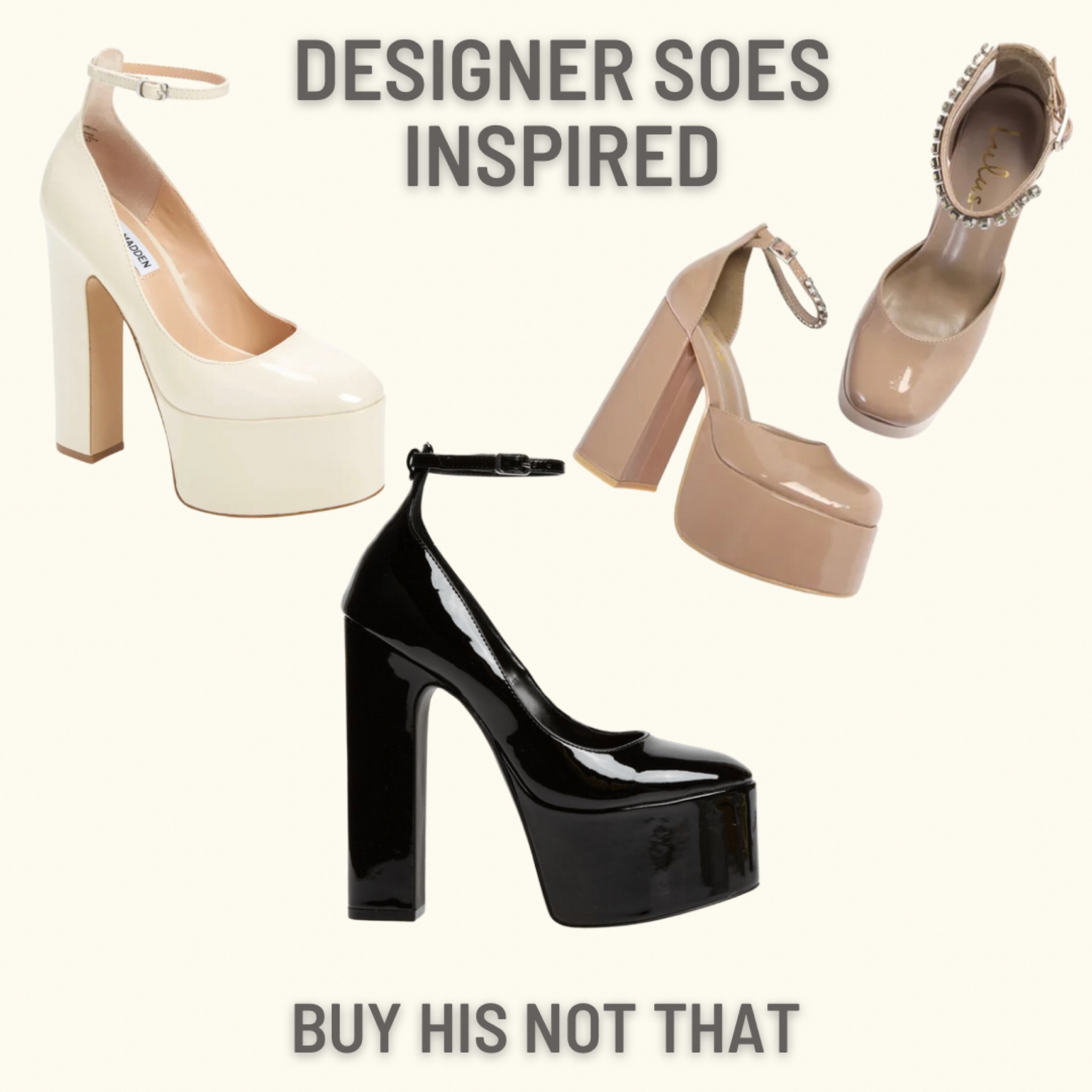 Platform Mary Jane Style
These are super gorgeous and affordable. I love the Valentino Mary Jane platform, but I am on the budget right now. I tried them on and I absolutely love them. Luckily that other Designers have dupe version for fracture of the price. I have the Steve Madden Skyrise Platform heels in bone color. 

#LTKshoecrush #LTKstyletip