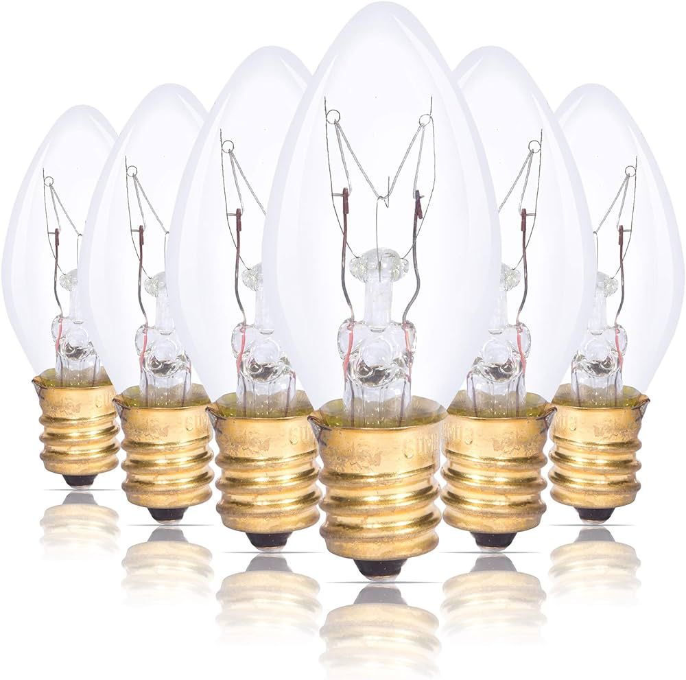 Simba Lighting C7 4W Replacement Bulb (6 Pack) for Night Light, Clear Candle Shape, 120V, E12 Can... | Amazon (US)