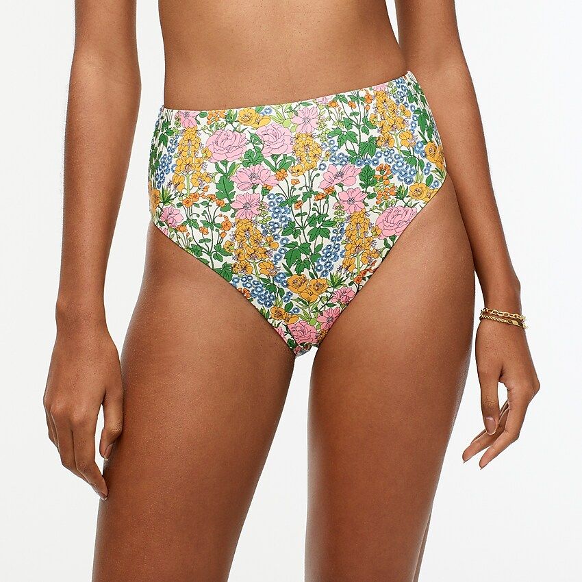 High-cut-waist bikini bottom in Liberty® Mini Floral Walk | J.Crew US
