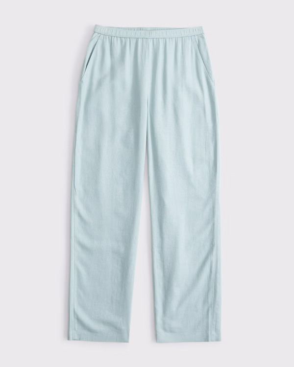 Straight Linen-Blend Pull-On Pant | Abercrombie & Fitch (US)