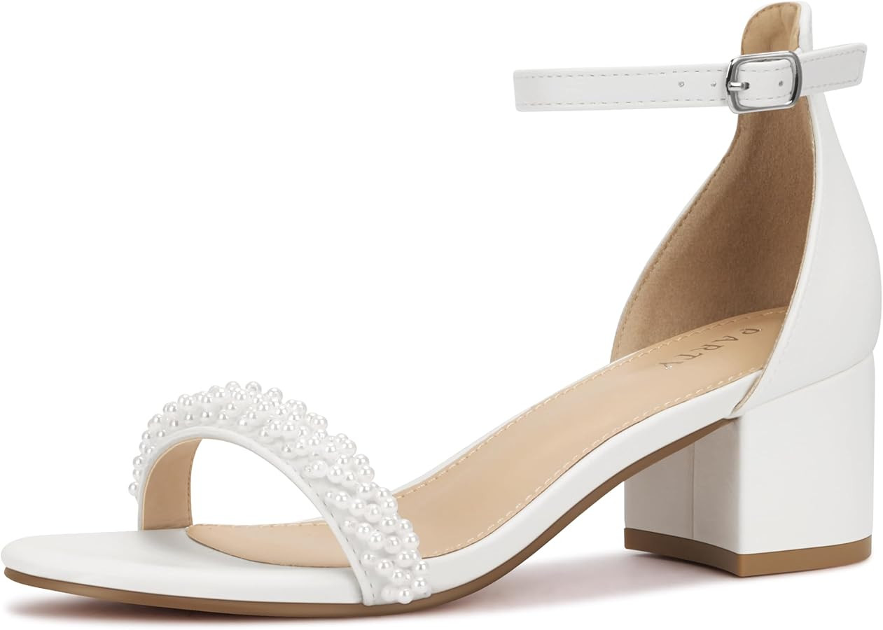 PARTY Women's Open Toe Ankle Strap Low Block Chunky Heels Sandals | Amazon (US)