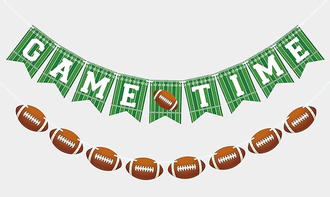 2 Pieces Game Time Banner Football Garland for Football Party Decorations, Game Day Sports Themed... | Amazon (US)