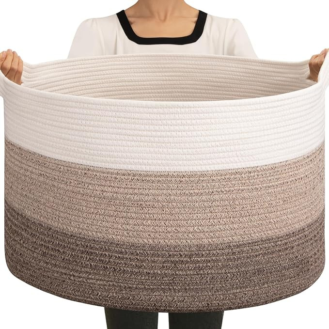 OIAHOMY 90L Extra Large Blanket Basket - Decorative Cotton Rope Storage Basket for Bedroom, Livin... | Amazon (US)