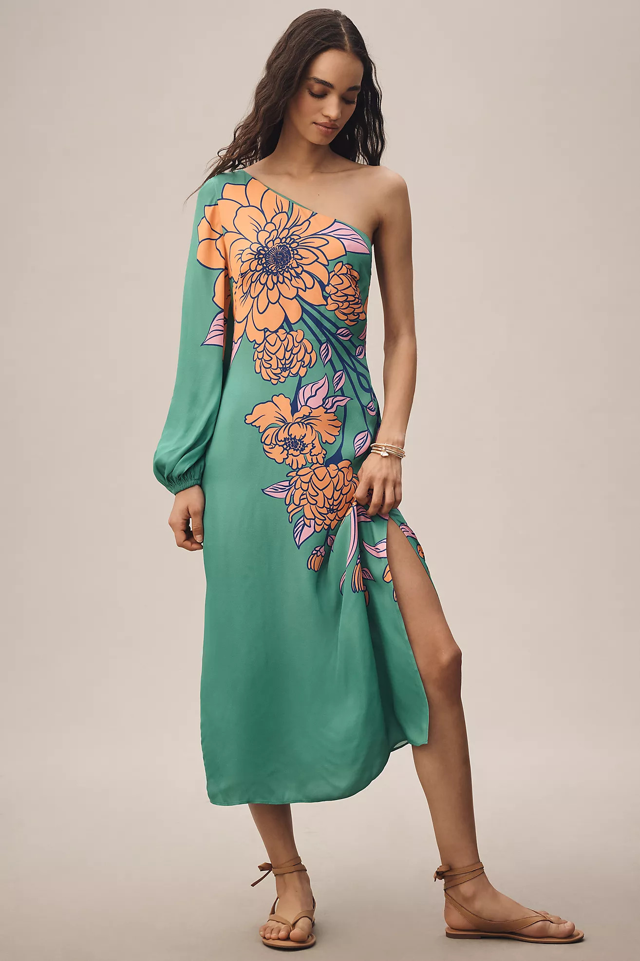 Farm Rio x Anthropologie One-Shoulder Printed Midi Dress | Anthropologie (US)