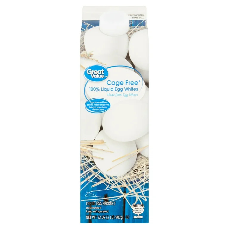 Great Value Cage-Free 100% Liquid Egg Whites, 32 oz | Walmart (US)