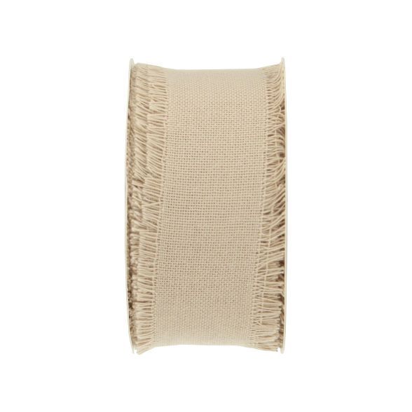 3&#39;x1.5&#34; Natural Fabric Frayed Edge Gift Wrap Ribbon Brown - Spritz&#8482; | Target