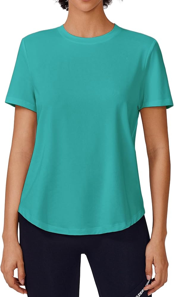 PINSPARK Soft Workout Tops for Women Short Sleeve UV Protection Shirt Quick Dry Athletic Swim Exe... | Amazon (US)