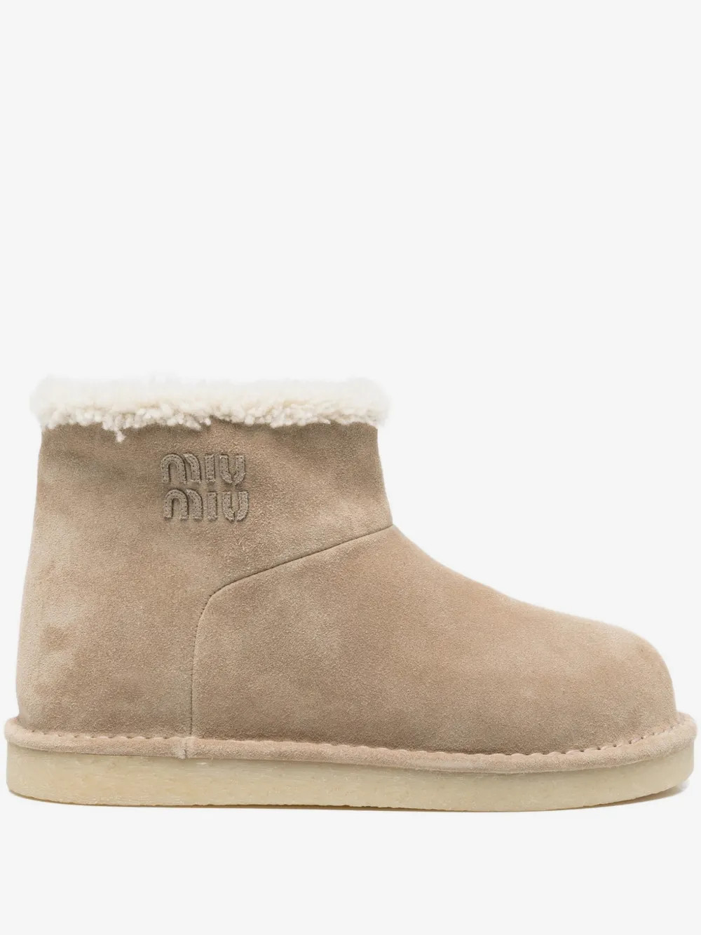 Miu Miu suede and shearling booties - Neutrals | Farfetch Global