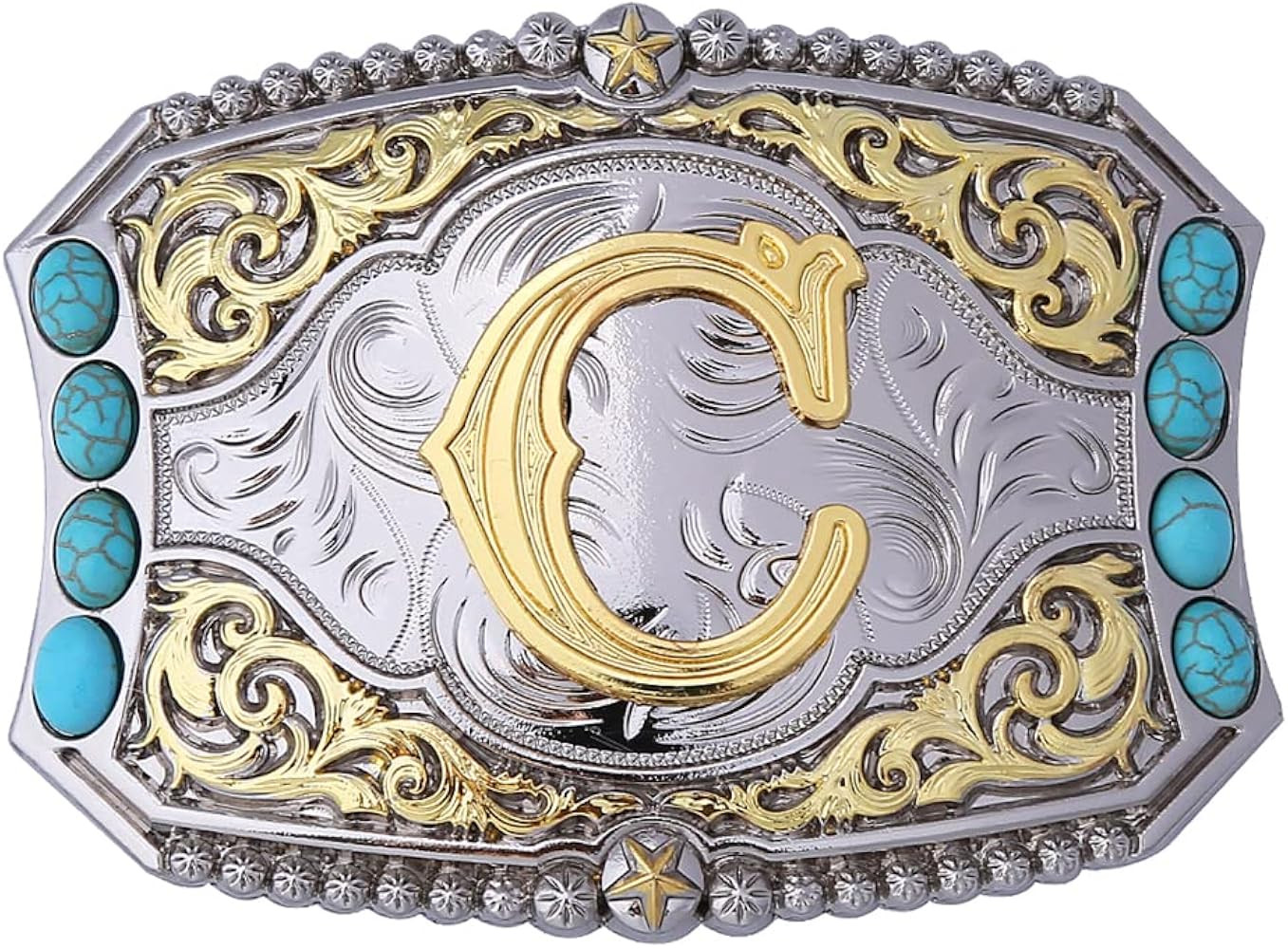 Btilasif Turquoise Belt Buckle Western Cowboy Rodeo Initial Letters ABCDEFG to Z Belt Buckle for ... | Amazon (US)