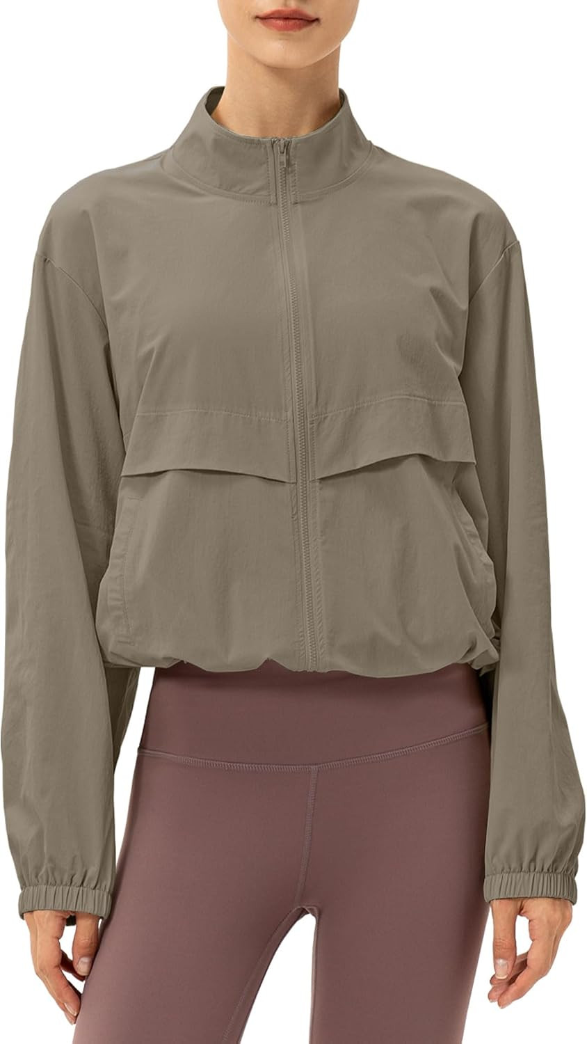 Women's Lightweight Zip Up Athletic Jacket Stand Collar Windproof Sun Protection Workout Outdoor Jacket | Amazon (US)