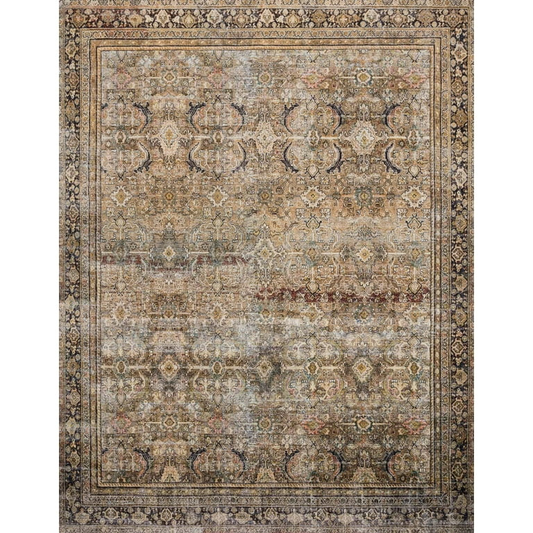 Lolois II Layla Printed Oriental Distressed Olive / Charcoal Area Rug | Walmart (US)