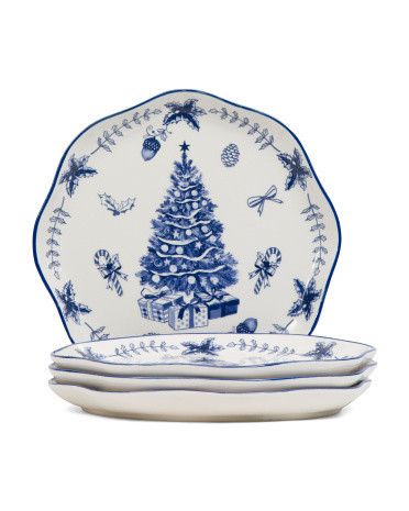 4pk Scalloped Christmas Tree Plates for Women | Marshalls