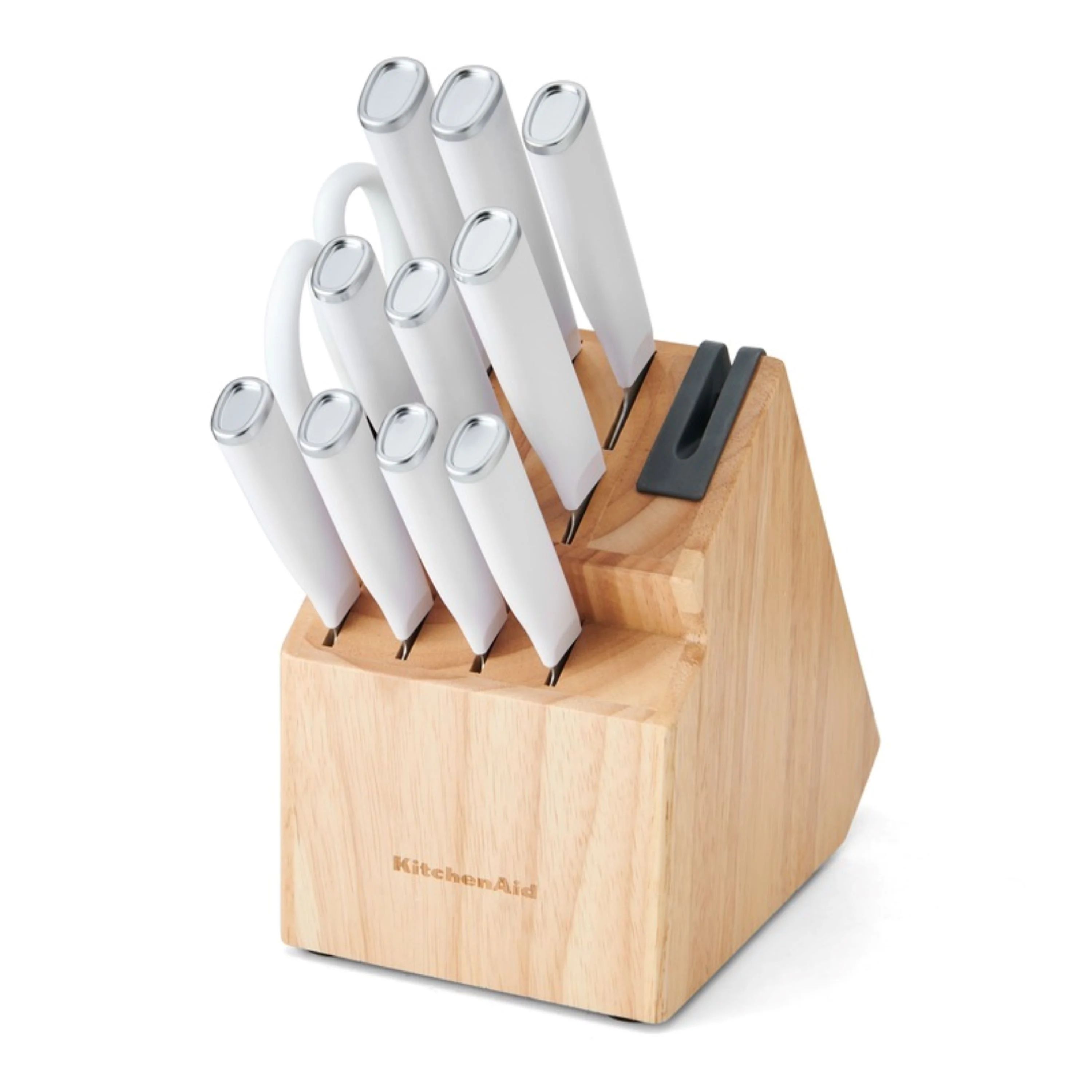 KitchenAid Classic 12-Piece Japanese Steel Knife Set with Block and Built-in Knife Sharpener, Whi... | Walmart (US)