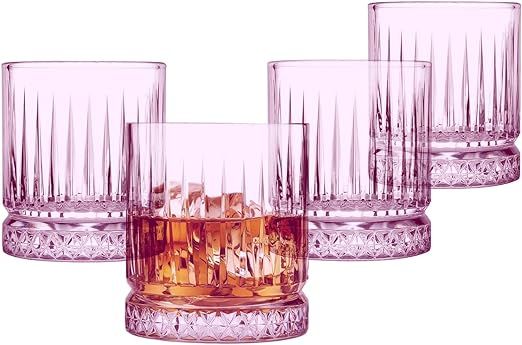Biandeco Pink Whiskey Glasses, Lowball Rock Barware Set of 4, Colored Old Fashioned Tumbler with ... | Amazon (US)