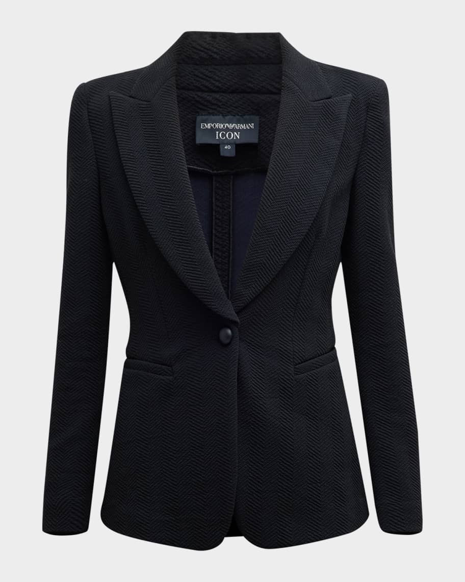 Emporio Armani Single-Button Chevron Jersey Blazer | Neiman Marcus