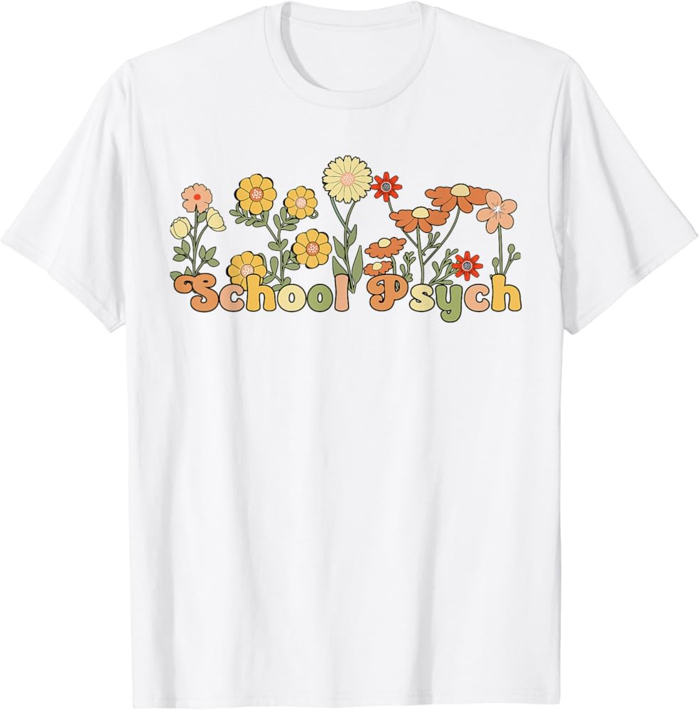 Groovy School Psych Flowers School Psychologist T-Shirt | Amazon (US)