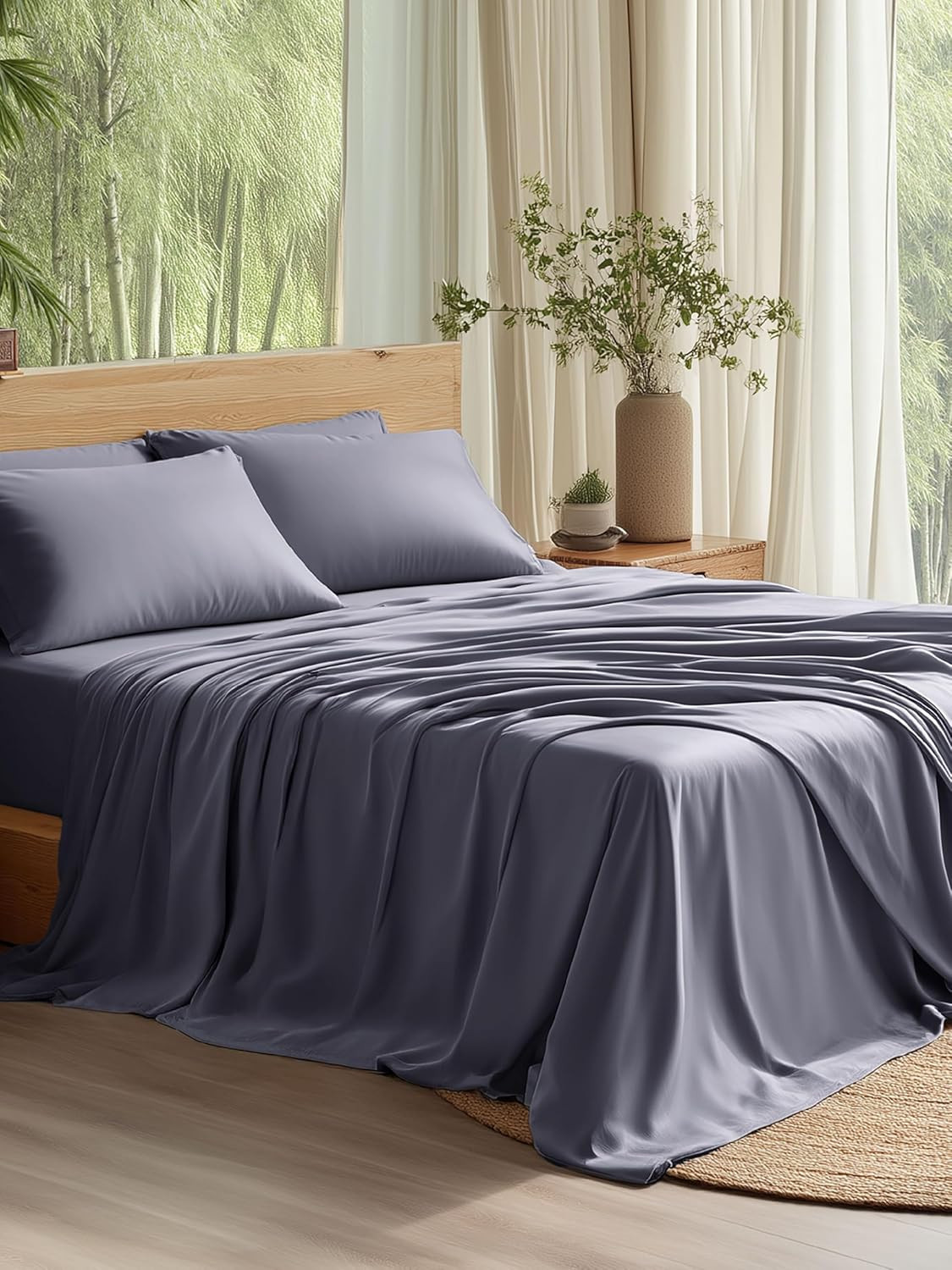 Bedsure PureWoven 100% Rayon Derived from Bamboo, Queen Sheets, 4 Pieces | Amazon (US)