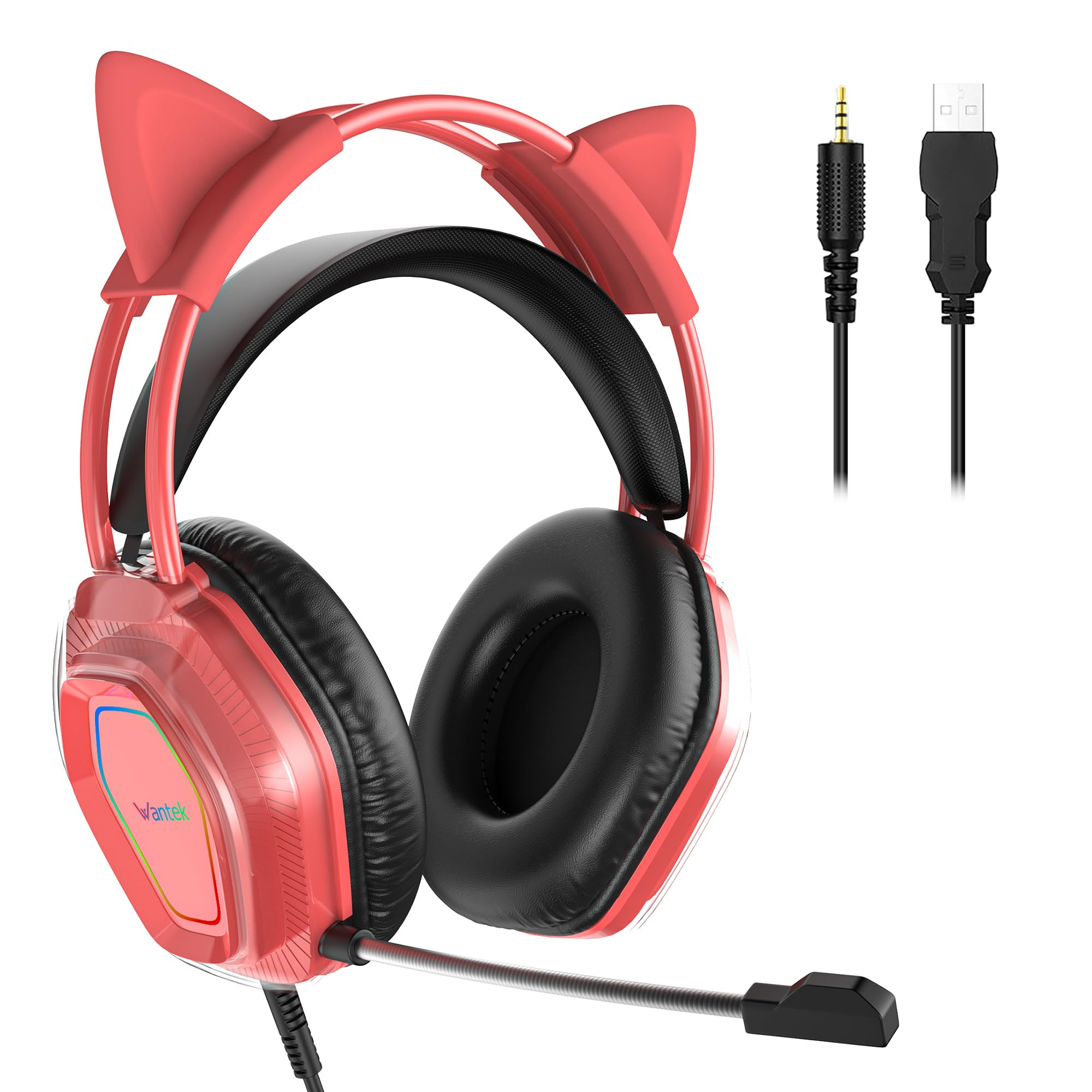 Wantek Cute Cat-Ear Gaming Headset - 50mm Drivers, Noise-Cancelling Mic, 3.5mm Wired Stylish & Li... | Amazon (US)