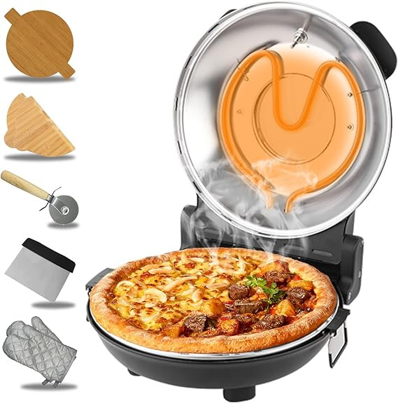 Pizza Oven Indoor, 12 Inch Retro Pizza Maker, Rapid Heating 800˚F, 1200W Glazed Ceramic Stone El... | Amazon (US)
