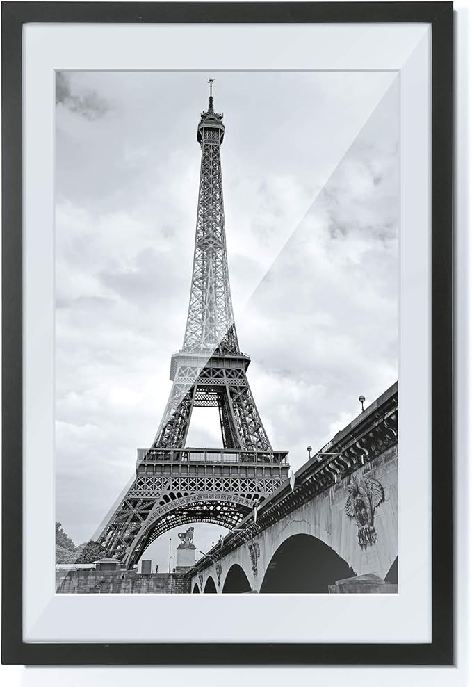 TWING 24x36" Poster Frame Black Solid Wood HD Plexiglass with Mat Display 20x30” Poster Frame w... | Amazon (US)