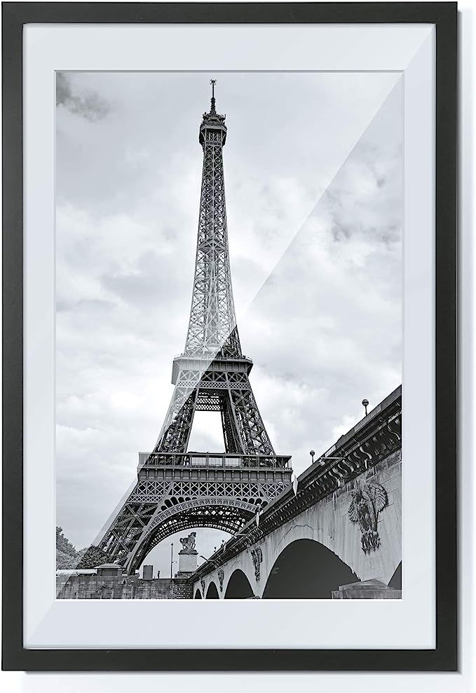 TWING 24x36" Poster Frame Black Solid Wood HD Plexiglass with Mat Display 20x30” Poster Frame w... | Amazon (US)