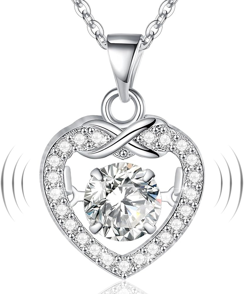 Heart Necklaces for Women Infinity Moissanite Necklace Silver Dancing Necklace Gifts for Her Vale... | Amazon (US)
