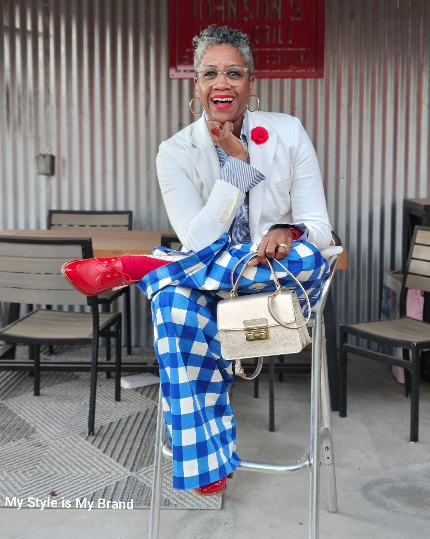 Life lately is work and Olympics. If I'm not working, I'm watching the Olympics. Sometimes, I'm doing both.

The craziest event I've seen thus far is Kayak Cross. I didn't even know kayaking was an Olympic sport.

Anywho, this outfit is giving patriotic. Ever notice how many countries' colors are ❤️🤍💙? Random fact: 29 countries have these colors.

Blazer: Polo Ralph Lauren @poloralphlauren 
Shirts: Charles Tyrwhitt @charlestyrwhitt
Pants: Boden @boden_clothing 
Socks: Tory Burch @toryburch 
Shoes: The Office of Angela Scott @officeofangelascott 
Bag: Furla @furla